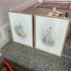 PAIR OF ANTIQUE FRENCH PRINTS - HENRI PINGOT "PASSE-TEMPS DES DAMES" 