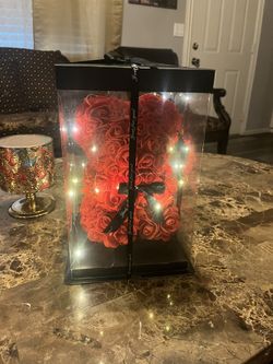 Teddy Bear Rose 10in Flower Rose Bear with Box & Led Light