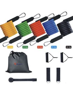 11 Pcs Resistance Bands Set, Workout Bands for Resistance Band Training with Handles, Anchor, Carry Bag, Legs Ankle Straps, Home Workout for Home Gym