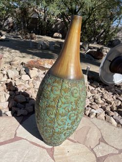 Large Metal Vase Decor Outside Patio