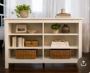 White Wood Bookcase, Decorative Shelves