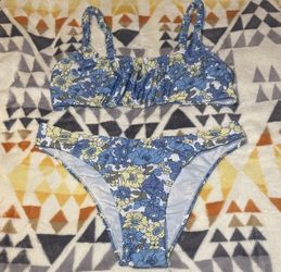 Blue Floral Bikini Set L