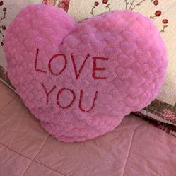 Large Pink Heart Shaped Love You  Pillow