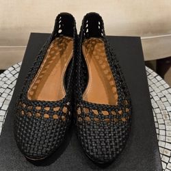 Brand New Staud Nell Crochet Ballerina Hand Woven Black Shoes. Size 7.5