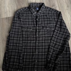 Men’s Flannel Large Sleeve Plaid Flannel Button Down Shirt Black/Gray 3XLT