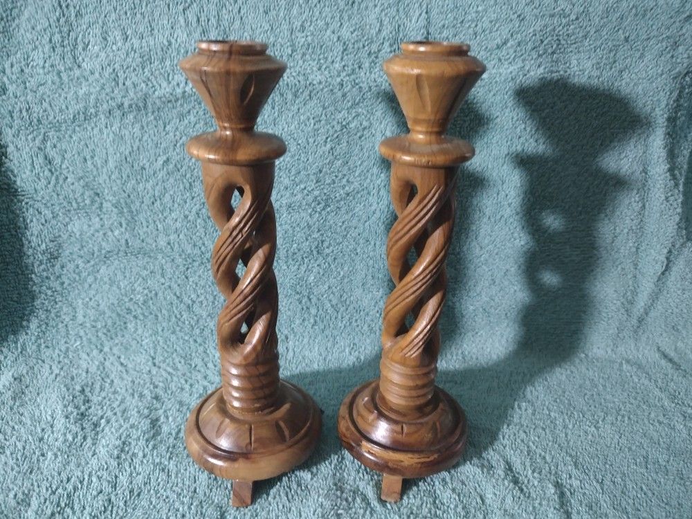 Olive Wood Candle Sticks