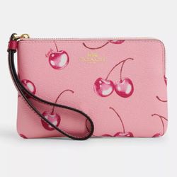 Coach Zip Wristlet Cherry Print