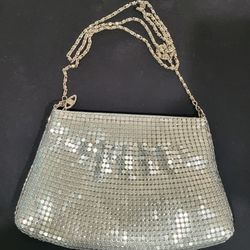 Vintage Y & S Original Silver Metal Mesh Purse/Evening Bag W Chain Strap
