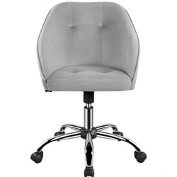 Velvet Desk Chair for Home Office, Soft Height Adjustable 360° Swivel Computer Chair, Light Gray