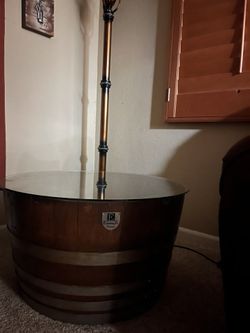 Custom End Table With Glass Top  