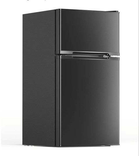 3.1 Cu.Ft Mini Fridge with Freezer, 2 Door Compact Refrigerator, Mini Fridge with Adjustable Removable Glass Shelves for Bedroom, Office, Dorm or Apar