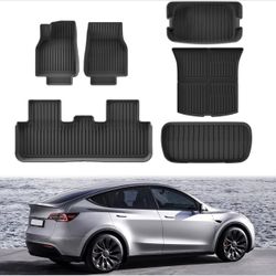 2026 Tesla Model Y Juniper Floor Mats and Cargo Liners, Juniper Cargo Trunk Mats Accessories TEP, Set of 6 Mats, Waterproof Easy-Clean Durable(Upgrade