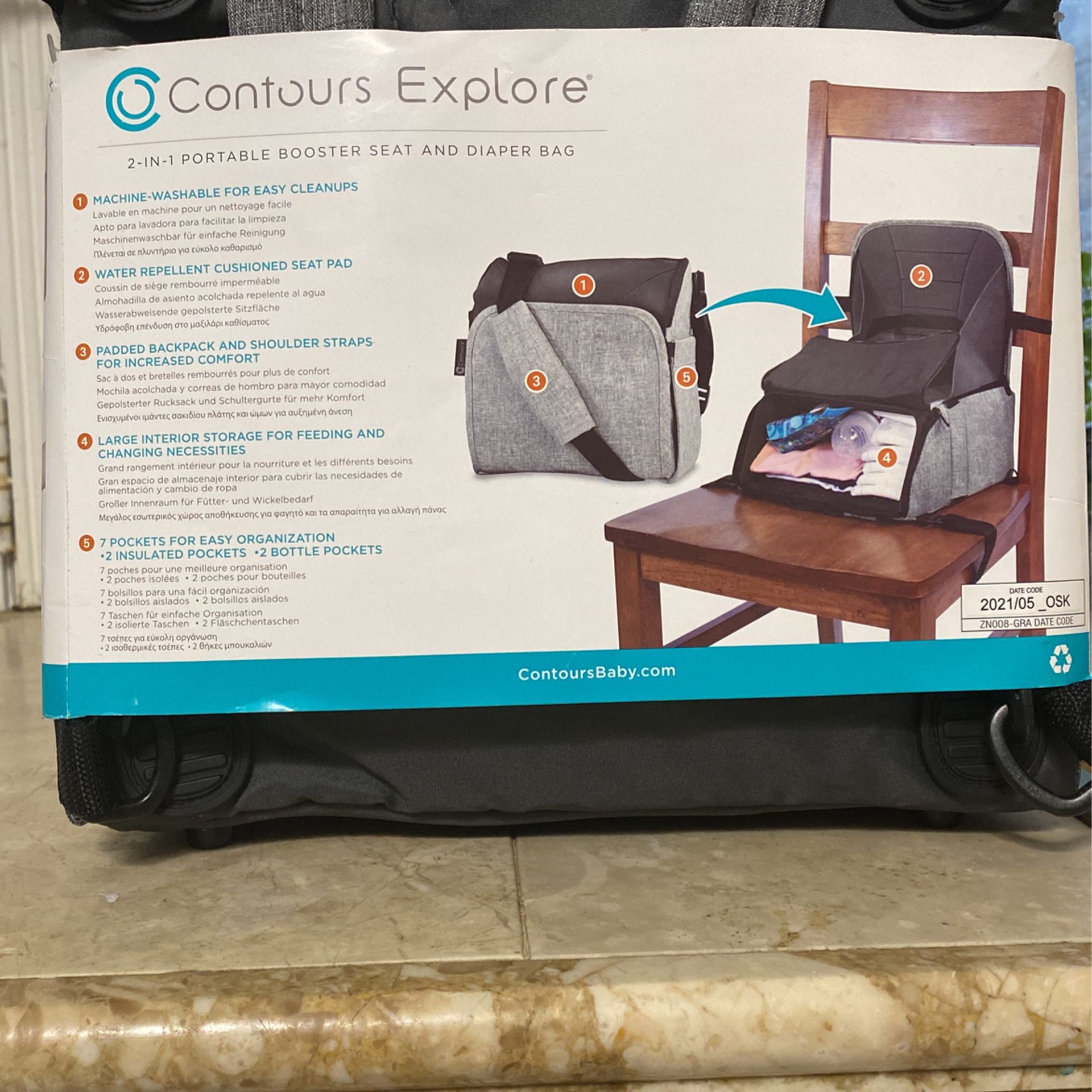 Contours Explore 2-in-1 Portable Booster Seat and Backpack Diaper Bag