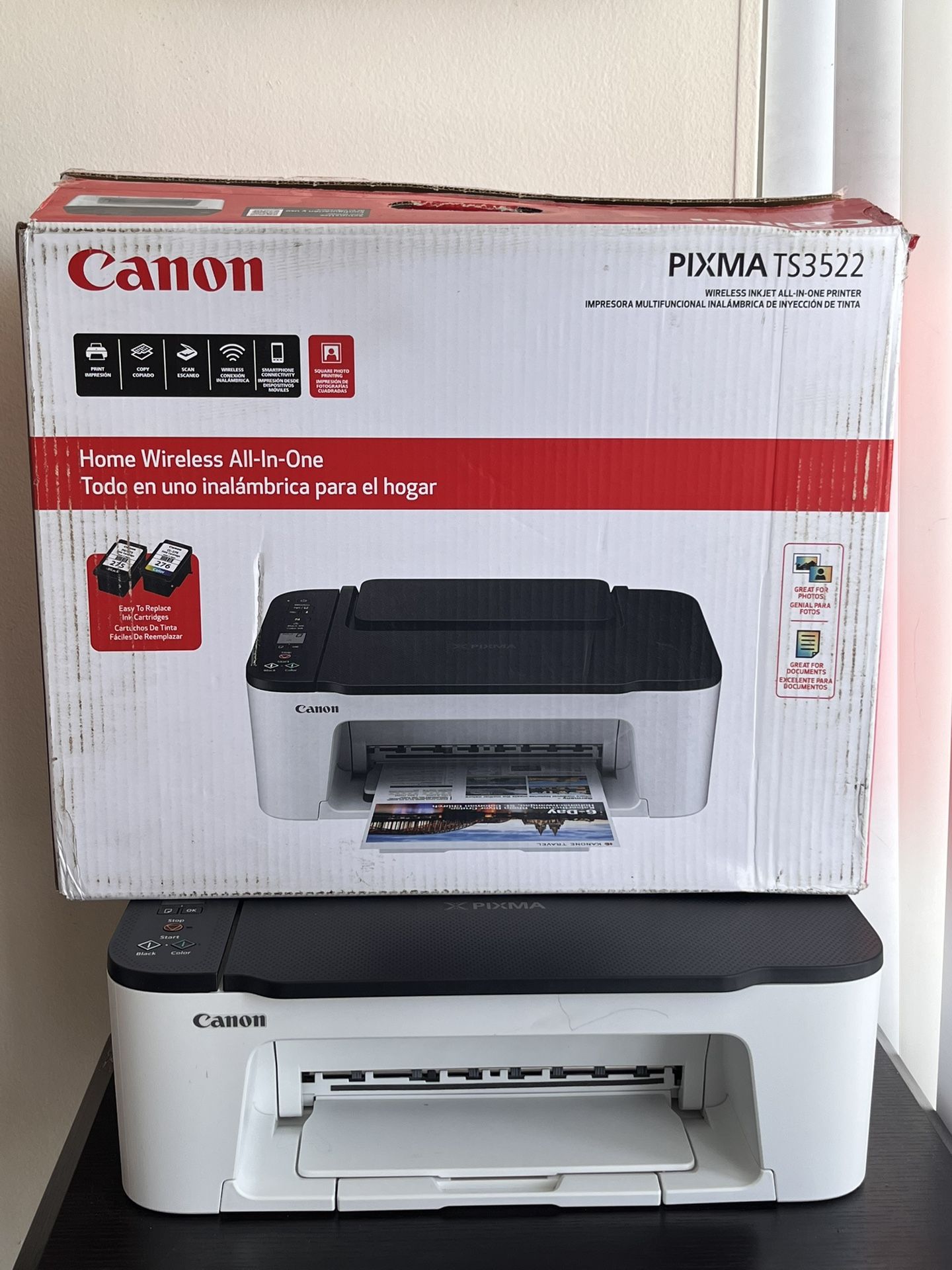 Canon PIXMA TS35 22 All-in-One Wireless Color Inkjet Printer - Print Copy Scan - Mobile Printing - Up to 50 Sheets Paper Tray - Up to 4800 x 1200 DPI