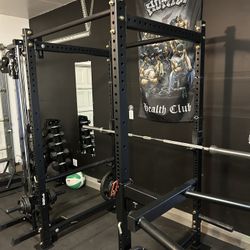 Squat Rack With Cable Machine & Dip Bar