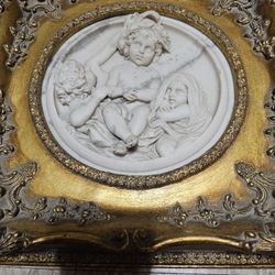 Cherub On Marble Framed Home Decor 