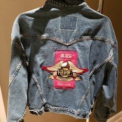 Women's Leather Collar Biker Jean Jacket