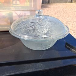 Vintage clear glass covered candy dish