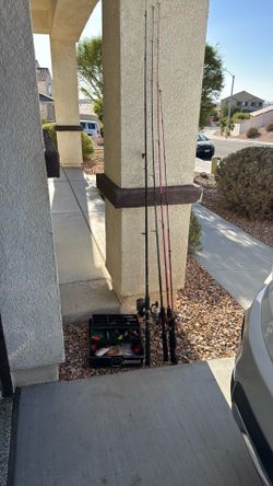 4 fishing rods and reel’s 1 box