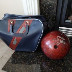 Vintage Strikeline Bowling Ball Red Amber Gold Swirl 13lbs