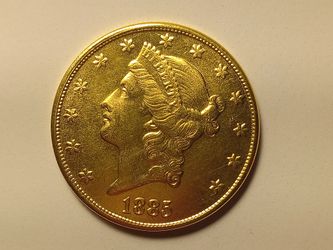 US 1885-CC Golden $20 Liberty Double Eagle Modern Restrike Coin / Token