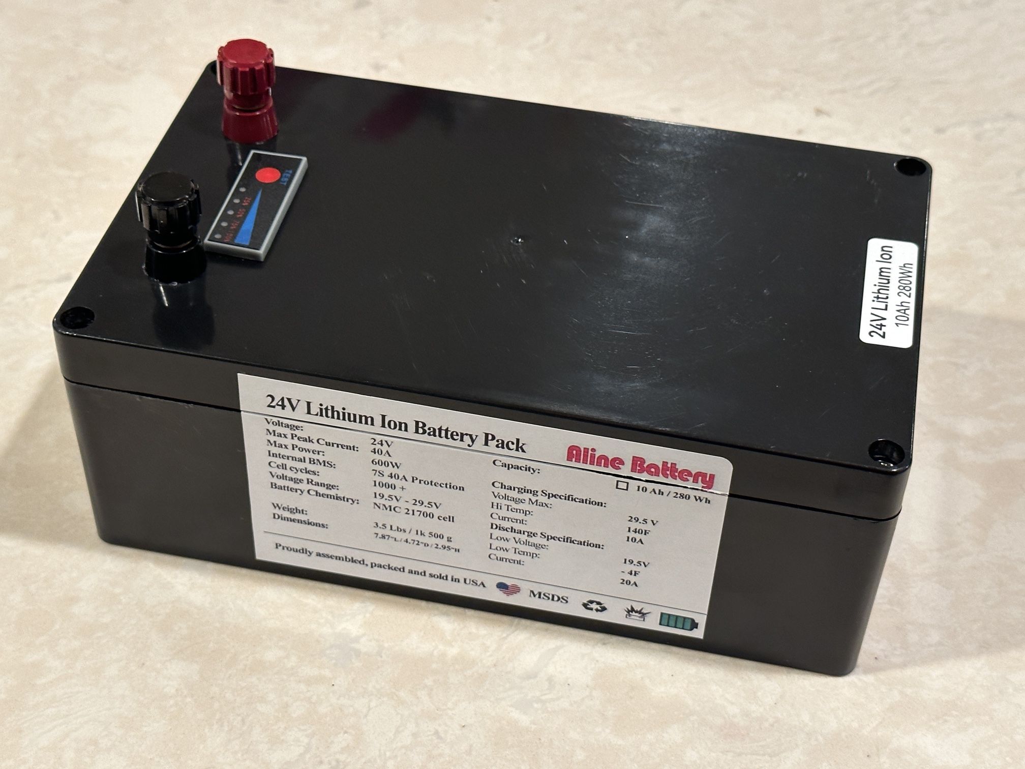 24v lithium ion battery 10Ah 280wh 40A BMS Wheelchair Scooter RV inverter Black