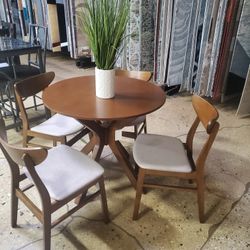 Small 5 Pc Mid Century Modern Style Dining Set (New)