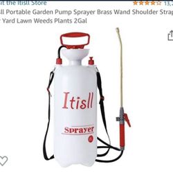 Itisll Portable Garden Pump Sprayer Brass Wand Shoulder Strap for Yard Lawn Weeds Plants 2Gal