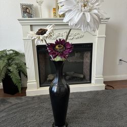 Metal Vase With Flowers