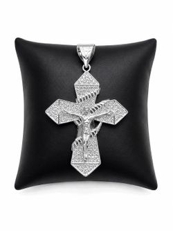 925 Sterling Silver Cubic Zirconia Crucifix Cross Men’s Pendant