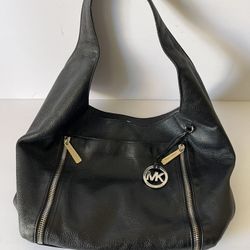 Michael Kors Black Pebble Leather Hobo Shoulder Bag 