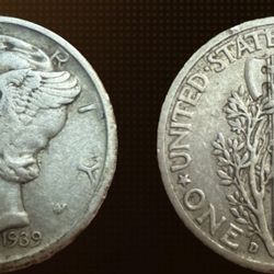 1939-D Mercury Dime 90% Silver 