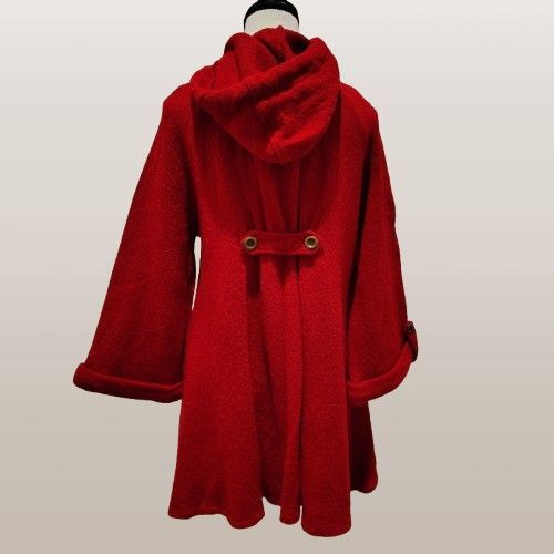 MONROE & MAIN Boiled-Wool Hooded Swing Red-Riding-Hood Jacket
