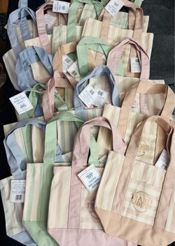 Trader Joe's stripe mini tote bag
