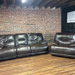 Delivery Available brown recliner leather sofa couch + chair