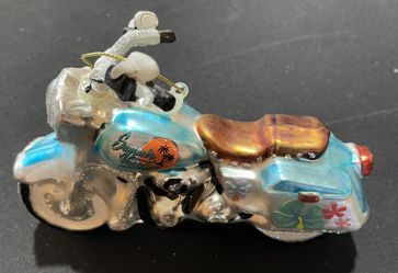 Glass Motorcycle Ornament, 60s,70s, Beach, Surf, Hippie Theme