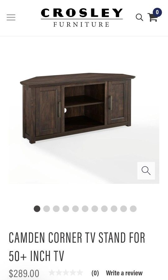 Crosley Furniture Camden - Soporte de TV para televisores de más de 50 pulgadas, centro de entretenimiento con estantes de almacenamiento ajustables,