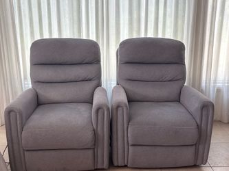 Grey Recliners (Pair)  Each with Remote for Sale