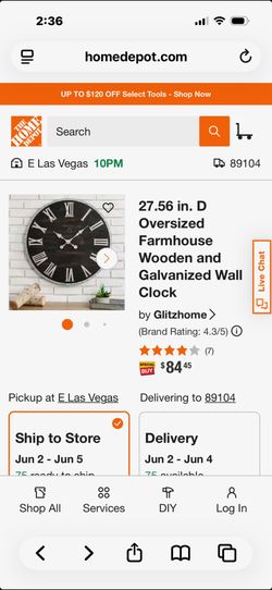 Oversized Farmhouse Wooden Wall Clock