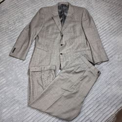 Jos. A. Bank Mens Blazer Gray Blue Plaid Wool 3 Button Suit Sport Coat 48L