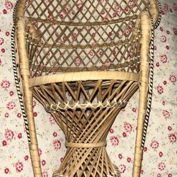 Wicker Peacock Chair 16” Boho Plant Stand/ Doll Chair