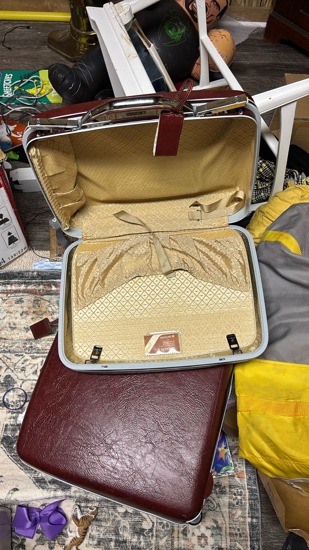 2 Pieces Vintage Samsonite Silhouette Luggage Excellent With Keys Wheels Pull