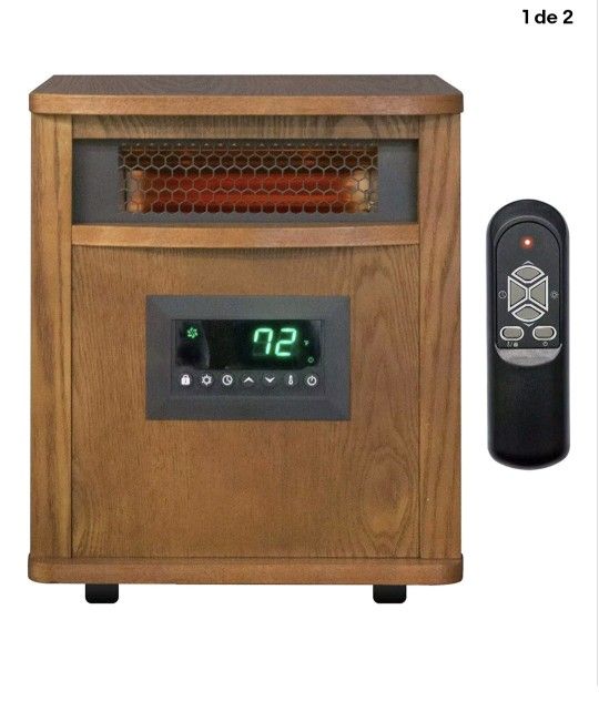 🍎🍎$105⚡️Lifesmart 1500W 6 Element Infrared Heater with Oak Cabinet & Remote