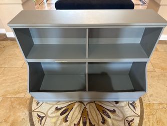 Grey Kids Toy Storage Organizer / Wooden Bookcase Shelf