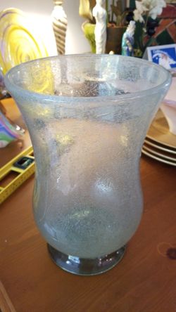 Tall artisan bubble glass vase