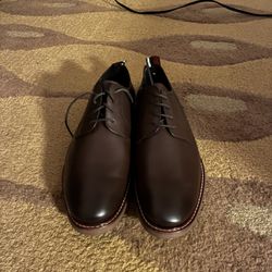 NEW Ben Sherman Brent Plain Toe Leather Derby Shoe - Dark Brown Size 8