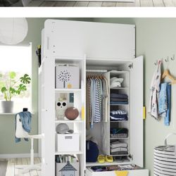 Bunk bed With Desk, Cubbies, Drawers, And Wardrobe