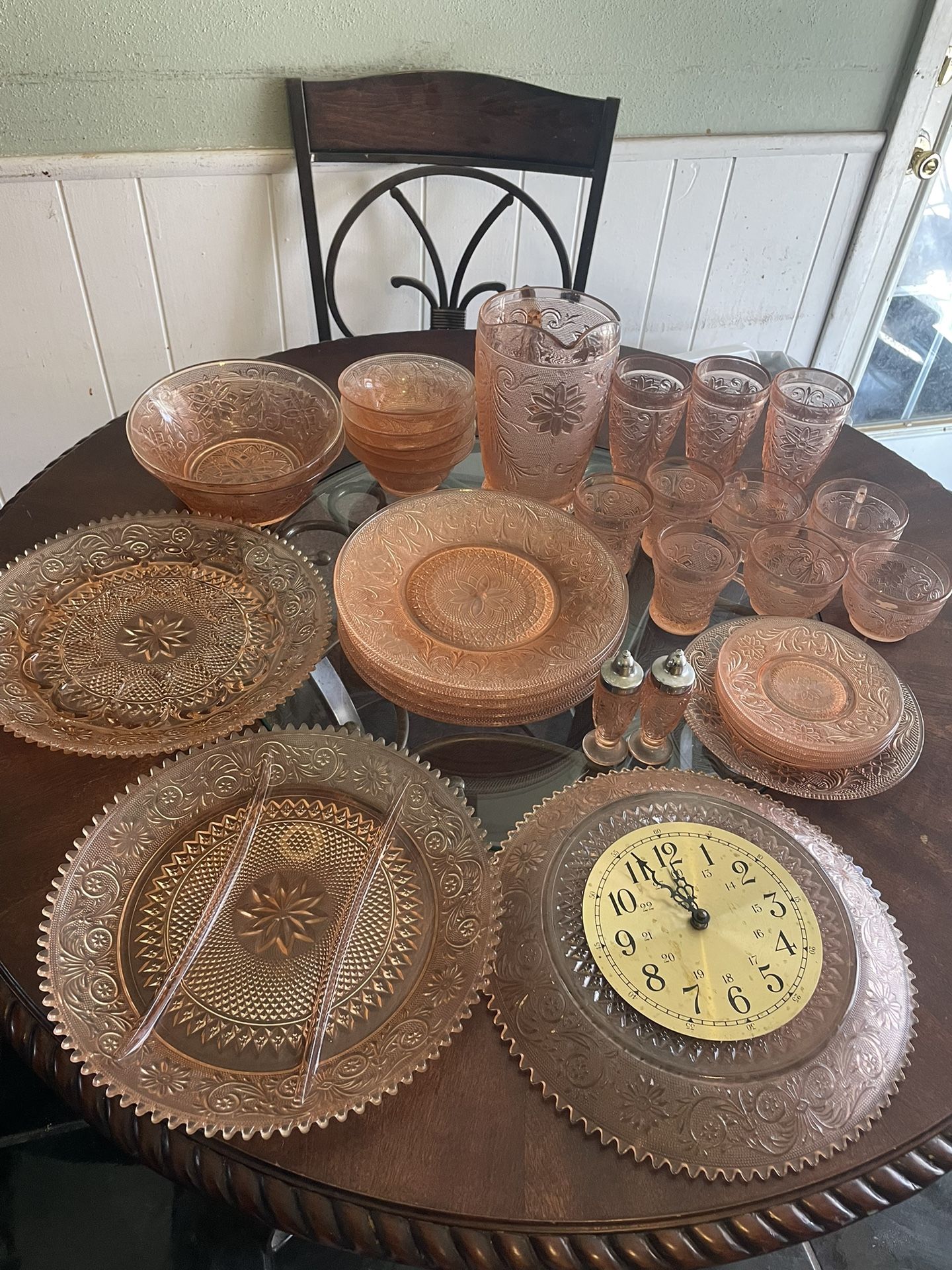 VINTAGE INDIANA TIARA SANDWICH PINK PEACH SET