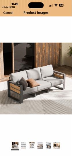 New in box Aluminum Outdoor Patio Furniture-1 Pcs 3-Seat,Dark Gray Rustproof,High weight capacity,Water-repellent,Washable Cover,All-Weather Resistant