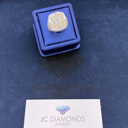 Ring Square For Men 10k Gold Diamonds Real 
